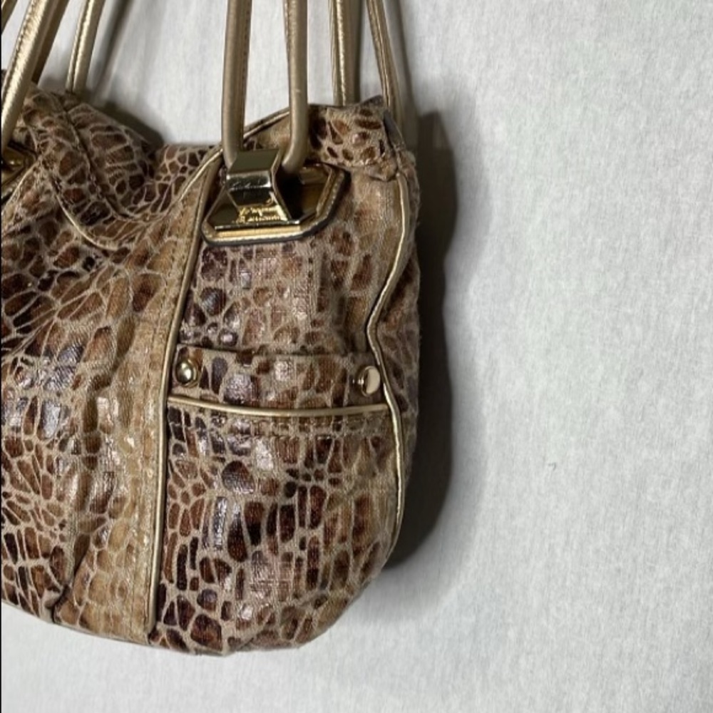 B. Makowsky Brown Croc-Embossed Shoulder Bag - Picture 7 of 12